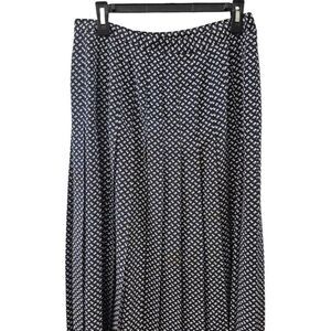Navy & White Mini Floral Polyester Pleated Skirt with Matching Scarf or Sash